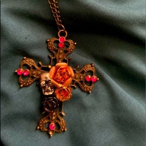 Betsey Johnson cross necklace ***needs new clasp or you can tie it.